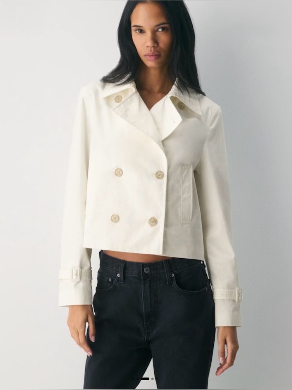 Aritzia Esquire Short Trench Coat City Twill NWT XS Light Birch